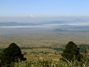 Pohled na  Popocatepetl a Iztaccihuatlu ze svahu Orizaby